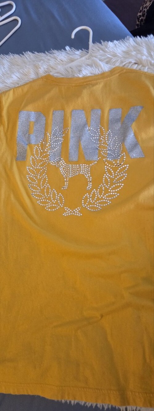 PINK Victoria's Secret Mustard Yellow Crewneck Tee